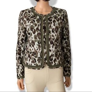 NWOT J. Crew quilted green brown white camouflage jacket blazer